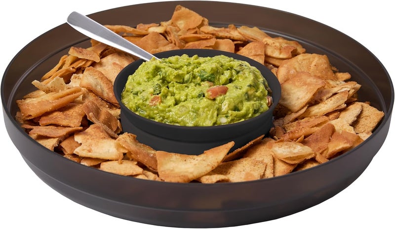 Made Smart Chip N Dip Dipware Bowl, 2-Piece Serving Set with Stackable & Removable Dip Bowl, Durable Plastic Chip Tray for Entertaining, Tabletop Snack Server, Carbon - Image 3